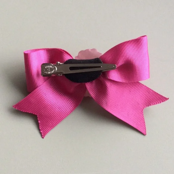 Tarina Tarantino Pink Skull Swarovski Crystal Bow Hair Clip - Picture 3 of 7